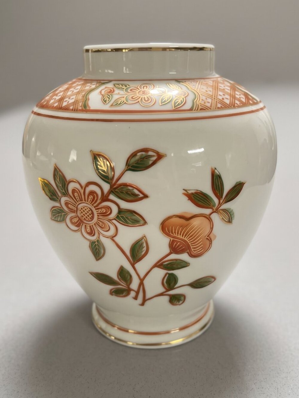 Vintage Andrea by Sadek 8945 Floral Ginger Jar Vase Japan No Lid 6"